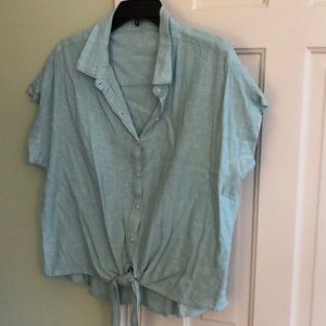 Button Top s/s tied front